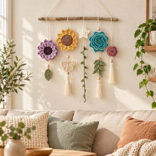 Botanical Crochet Floral Wall Hanging