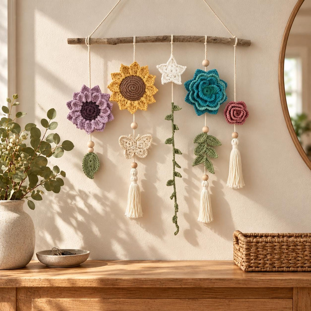 Botanical Crochet Floral Wall Hanging