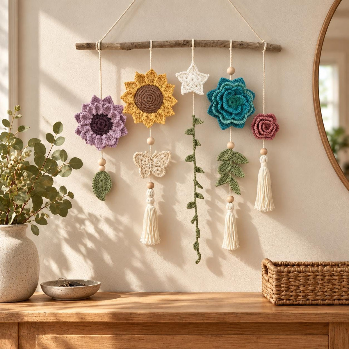 Botanical Crochet Floral Wall Hanging