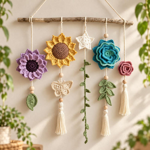 Botanical Crochet Floral Wall Hanging