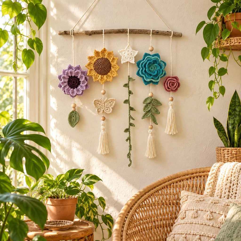 Botanical Crochet Floral Wall Hanging