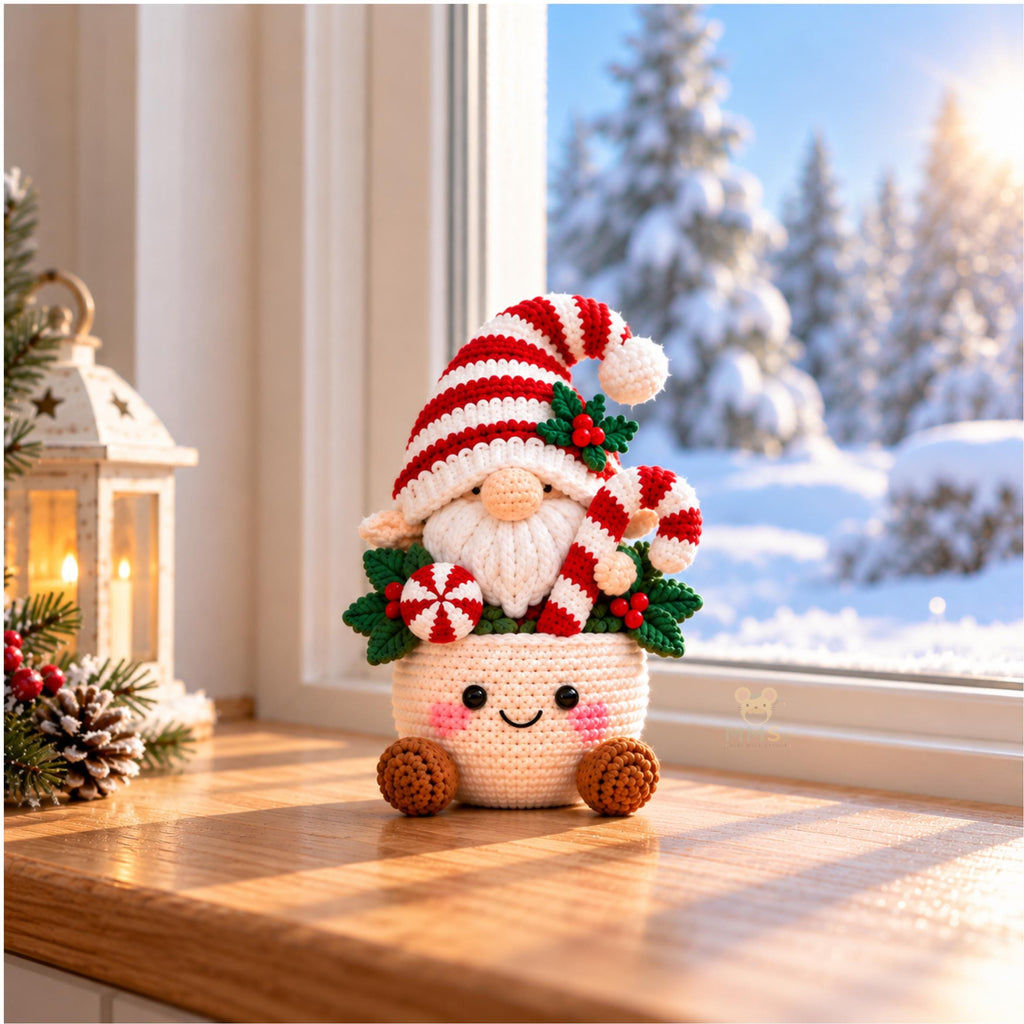 Handmade Crochet Christmas Gnome Holiday Table Decor