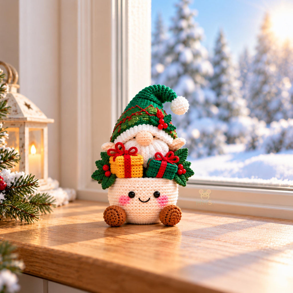 Handmade Crochet Christmas Gnome Holiday Table Decor