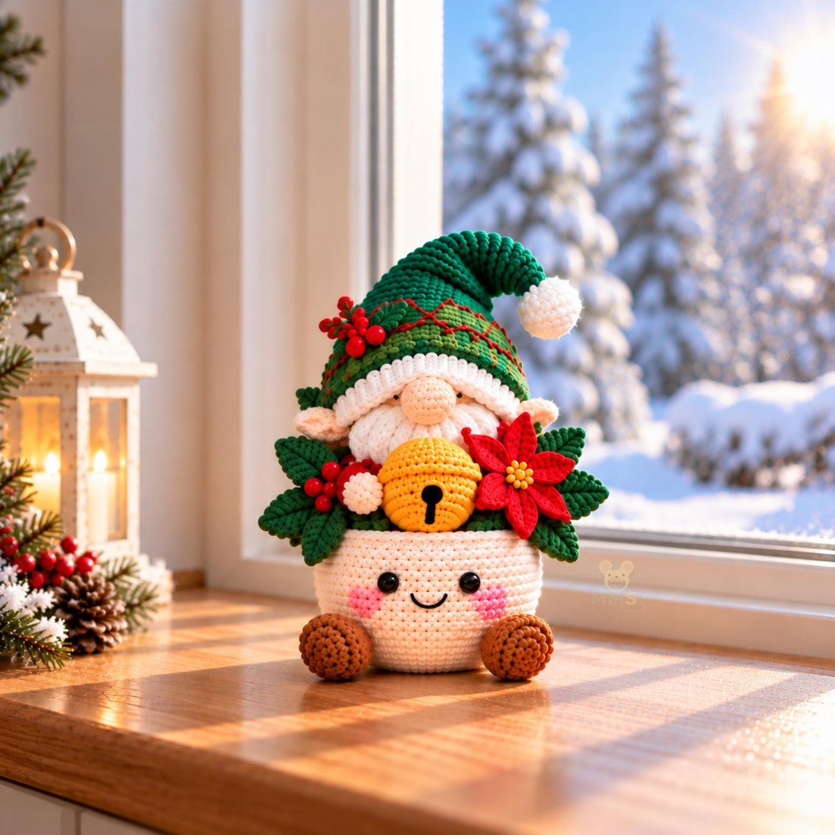 Handmade Crochet Christmas Gnome Holiday Table Decor