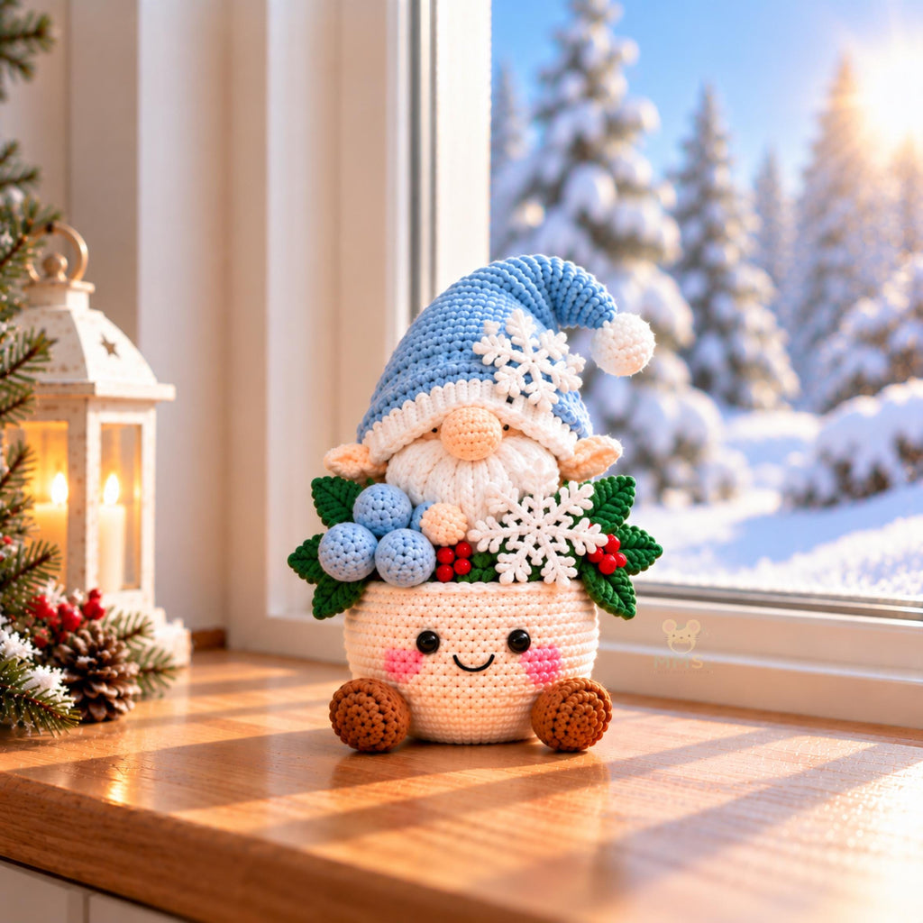 Handmade Crochet Christmas Gnome Holiday Table Decor