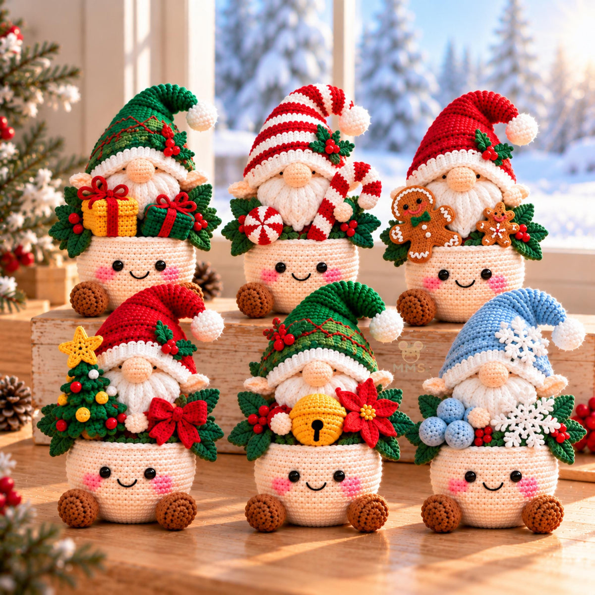 Handmade Crochet Christmas Gnome Holiday Table Decor