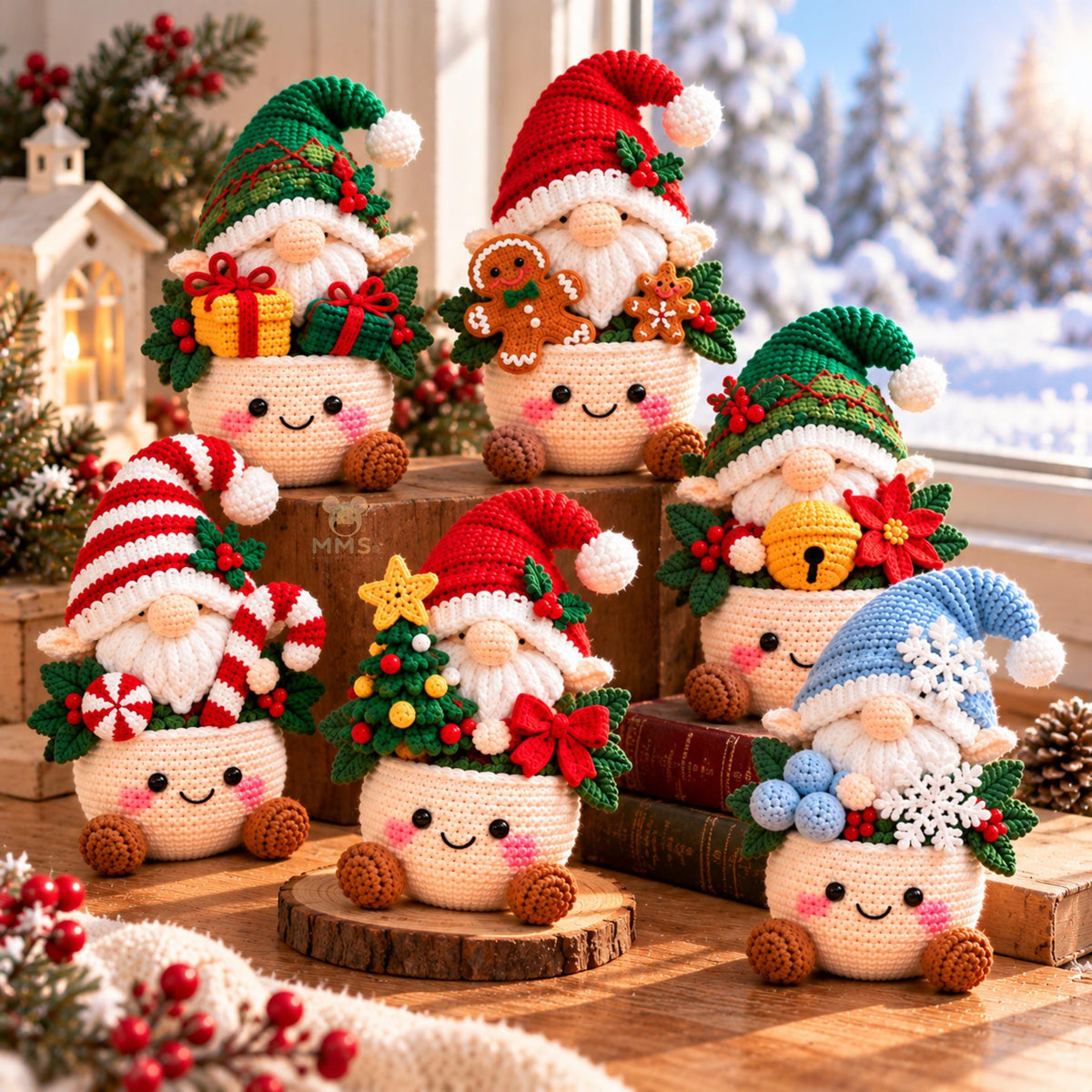 Handmade Crochet Christmas Gnome Holiday Table Decor