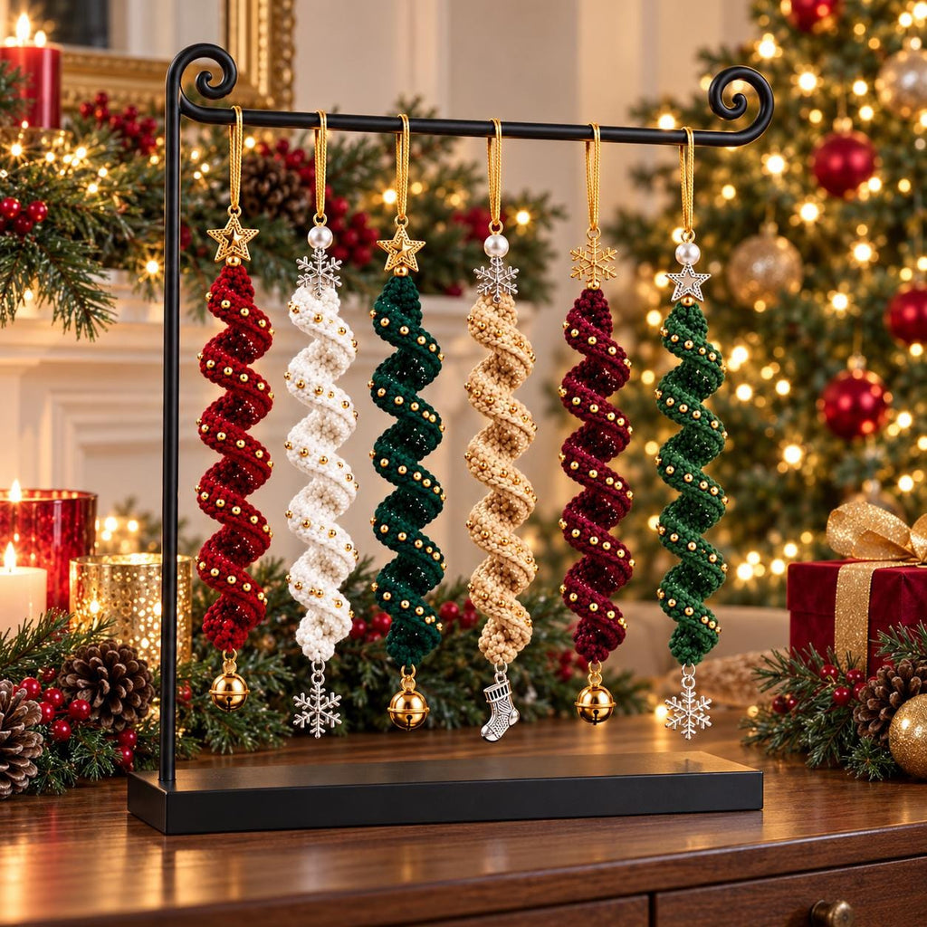 Beaded Spiral Crochet Christmas Ornament