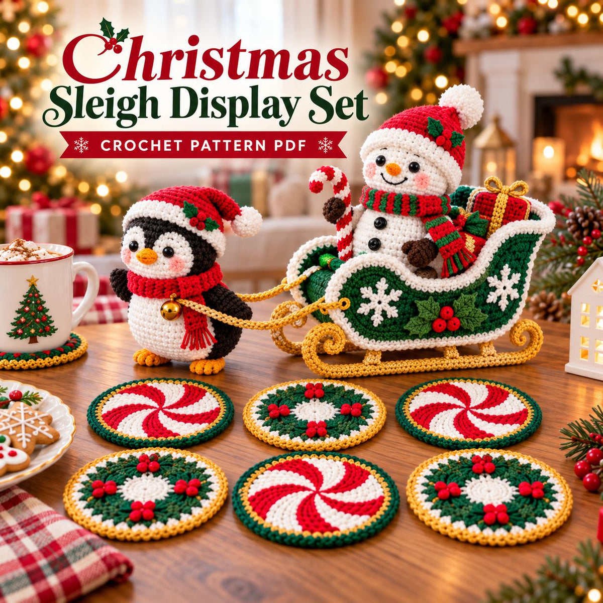 Crochet Christmas Sleigh Decor