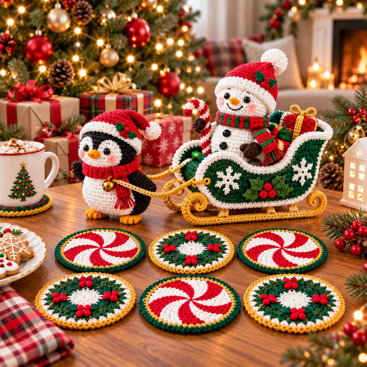 Crochet Christmas Sleigh Decor
