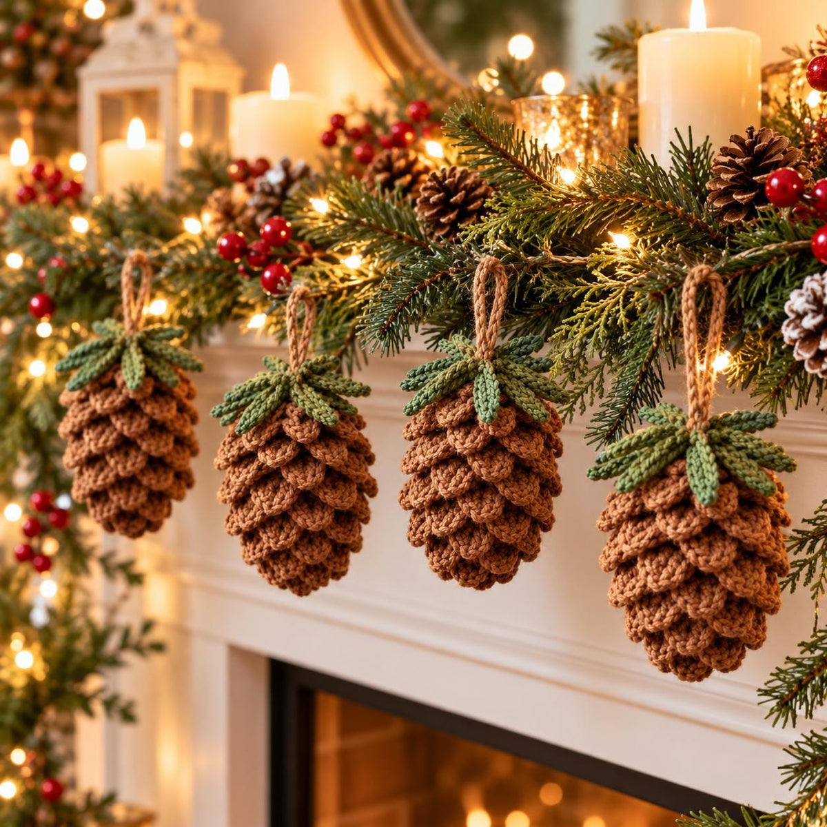 Crochet Pine Cone Christmas Ornament
