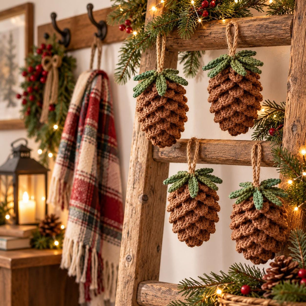Crochet Pine Cone Christmas Ornament