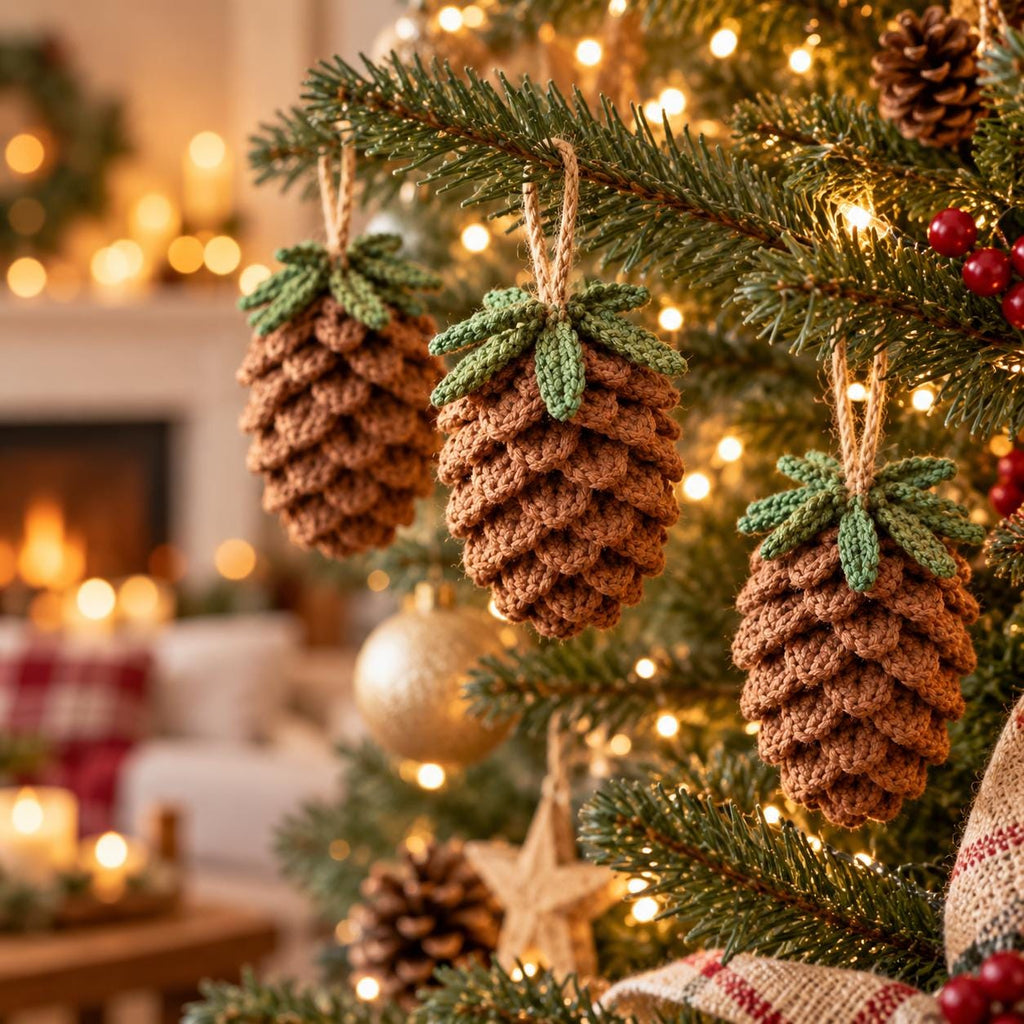 Crochet Pine Cone Christmas Ornament