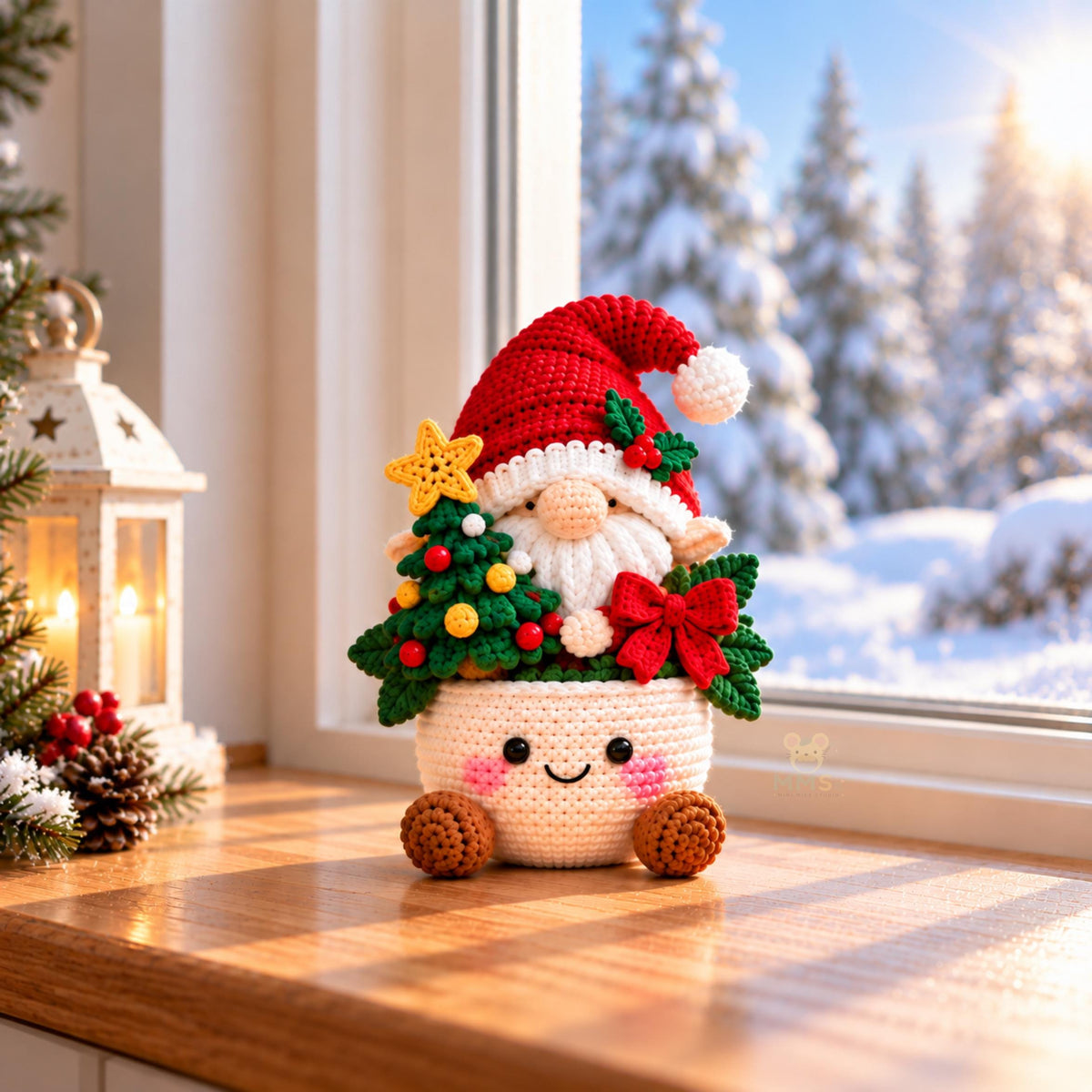 Handmade Crochet Christmas Gnome Holiday Table Decor