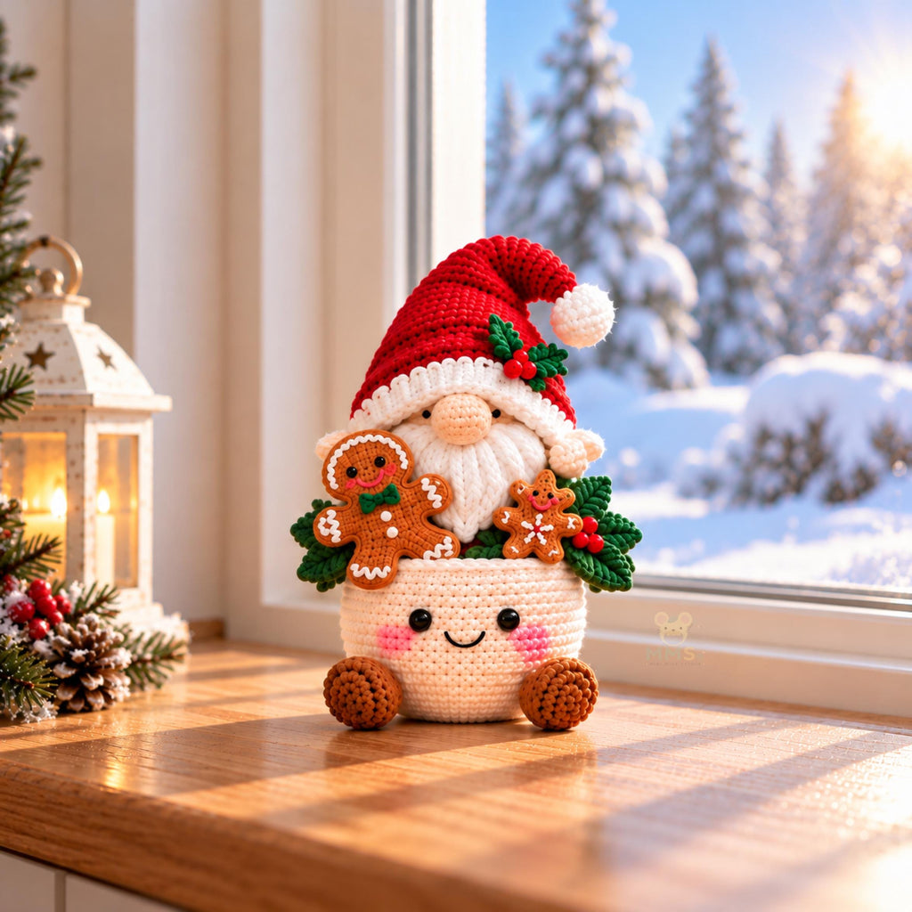 Handmade Crochet Christmas Gnome Holiday Table Decor