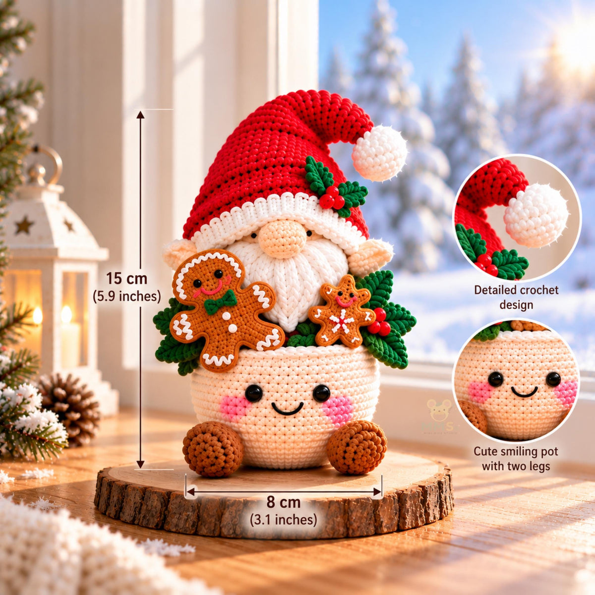 Handmade Crochet Christmas Gnome Holiday Table Decor