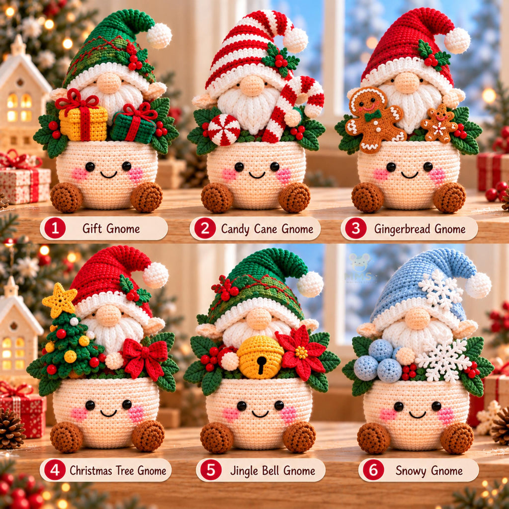 Handmade Crochet Christmas Gnome Holiday Table Decor